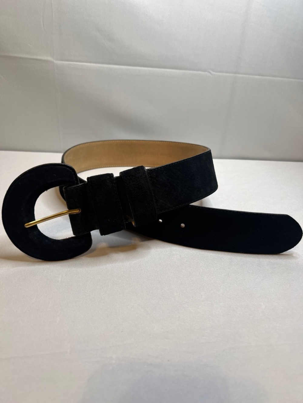 Vintage Amanda Smith Black Suede Belt - Wide 80s/90s Retro Waist Belt M